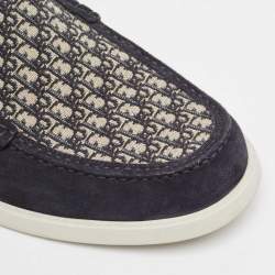 Dior Navy Blue/White Suede Granville Loafers Size 43
