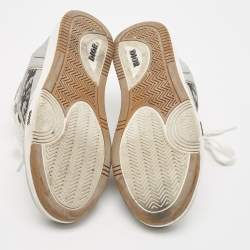 Pre Owned Dior Grey/White Leather and Oblique Fabric B27 Low Top Sneakers Size 42.5