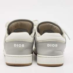 Pre Owned Dior Grey/White Leather and Oblique Fabric B27 Low Top Sneakers Size 42.5
