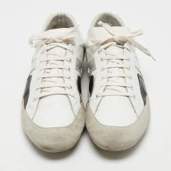 Dior White/Grey Suede and  Leather B18 Lace Up Sneakers Size 46