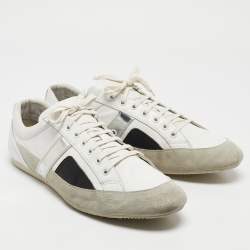 Dior White/Grey Suede and  Leather B18 Lace Up Sneakers Size 46