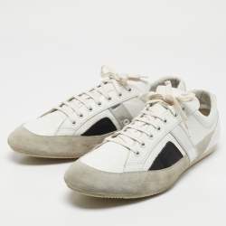 Dior White/Grey Suede and  Leather B18 Lace Up Sneakers Size 46
