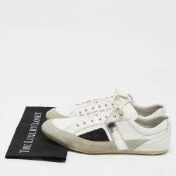 Dior White/Grey Suede and  Leather B18 Lace Up Sneakers Size 46
