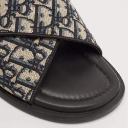 Dior Blue Oblique Canvas Alias Slide Sandals Size 46