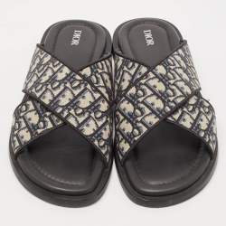 Dior Blue Oblique Canvas Alias Slide Sandals Size 46