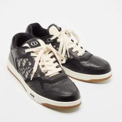 Pre Owned Dior Black/White Leather and Oblique Canvas B27 Sneakers Size 43