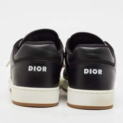 Pre Owned Dior Black/White Leather and Oblique Canvas B27 Sneakers Size 43
