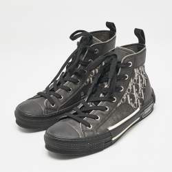 Dior Black Rubber and Oblique Mesh B23 High Top Sneakers Size 41
