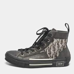 Dior Black Rubber and Oblique Mesh B23 High Top Sneakers Size 41