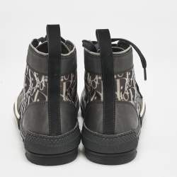 Dior Black Rubber and Oblique Mesh B23 High Top Sneakers Size 41