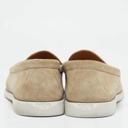 Dior Beige Suede and Oblique Canvas Granville Slip On Loafers Size 43