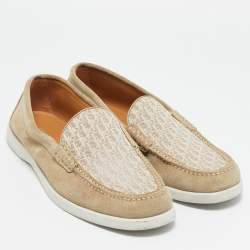Dior Beige Suede and Oblique Canvas Granville Slip On Loafers Size 43