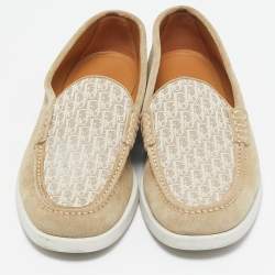 Dior Beige Suede and Oblique Canvas Granville Slip On Loafers Size 43