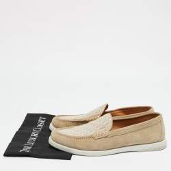 Dior Beige Suede and Oblique Canvas Granville Slip On Loafers Size 43