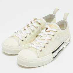 Dior White Oblique Mesh and Rubber B23 Low Top Sneakers Size 42