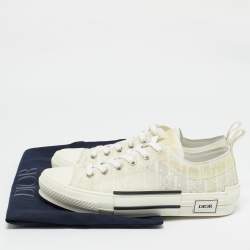 Dior White Oblique Mesh and Rubber B23 Low Top Sneakers Size 42