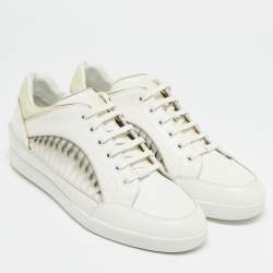 Pre Owned Dior White Leather Lace Up Sneakers Size 42