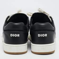 مملوكة مسبقًا Dior Black/Beige Leather and Oblique Canvas B27 Sneakers Size 43