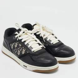 مملوكة مسبقًا Dior Black/Beige Leather and Oblique Canvas B27 Sneakers Size 43