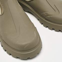 Dior Khaki Neoprene and Rubber Garden Ankle Boots Size 41.5
