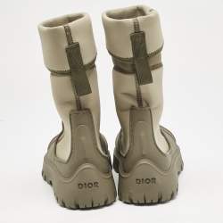 Dior Khaki Neoprene and Rubber Garden Ankle Boots Size 41.5