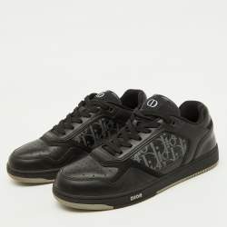 Dior Black Leather and Oblique Laser B27 Low Top Sneakers Size 41