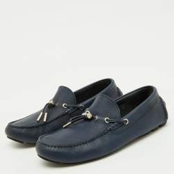 Dior Navy Blue Leather Slip On Loafers Size 41