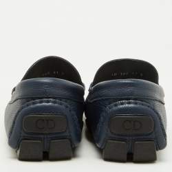 Dior Navy Blue Leather Slip On Loafers Size 41