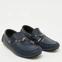 Dior Navy Blue Leather Slip On Loafers Size 41