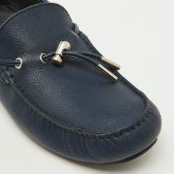 Dior Navy Blue Leather Slip On Loafers Size 41