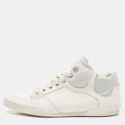 Dior White Leather Homme Monochrome High Top Sneakers Size 42