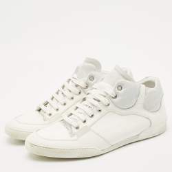 Dior White Leather Homme Monochrome High Top Sneakers Size 42