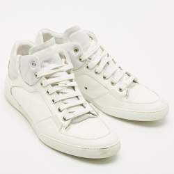 Dior White Leather Homme Monochrome High Top Sneakers Size 42