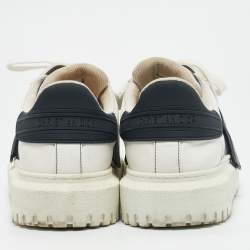 Dior White/Navy Blue Leather and Rubber Dior ID Lace Up Sneakers Size 40