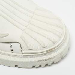 Dior White/Navy Blue Leather and Rubber Dior ID Lace Up Sneakers Size 40