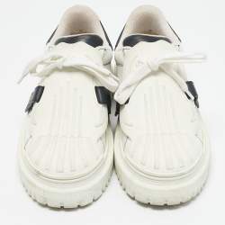 Dior White/Navy Blue Leather and Rubber Dior ID Lace Up Sneakers Size 40