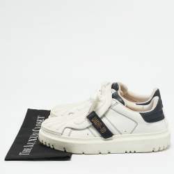 Dior White/Navy Blue Leather and Rubber Dior ID Lace Up Sneakers Size 40