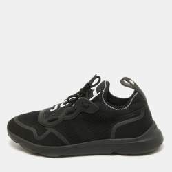 Dior Black Knit Fabric B21 Neo Lace Up Sneakers Size 41.5