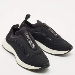 Dior Black Knit Fabric and Neoprene B25 Slip On Sneakers Size 40