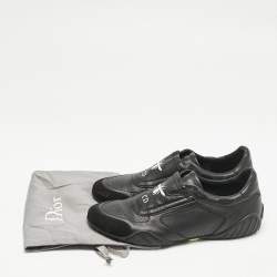 Dior Black Leather and Suede CD Bee Low Top Sneakers Size 40
