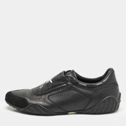 Dior Black Leather and Suede CD Bee Low Top Sneakers Size 40