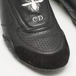 Dior Black Leather and Suede CD Bee Low Top Sneakers Size 40