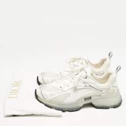 Dior White Leather and Mesh Vibe Lace Up Sneakers Size 42