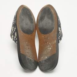 Dior Navy Blue Oblique Embroidered Canvas Indior Flat Mules Size 42
