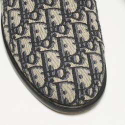 Dior Navy Blue Oblique Embroidered Canvas Indior Flat Mules Size 42