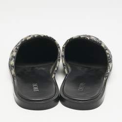 Dior Navy Blue Oblique Embroidered Canvas Indior Flat Mules Size 42