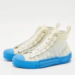 Dior Blue/White Oblique Mesh And PVC B23 High Top Sneakers Size 42