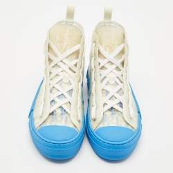 Dior Blue/White Oblique Mesh And PVC B23 High Top Sneakers Size 42