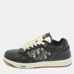 Dior Black/Beige Leather and Oblique Canvas B27 Sneakers Size 43