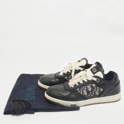 Dior Black/Beige Leather and Oblique Canvas B27 Sneakers Size 43
